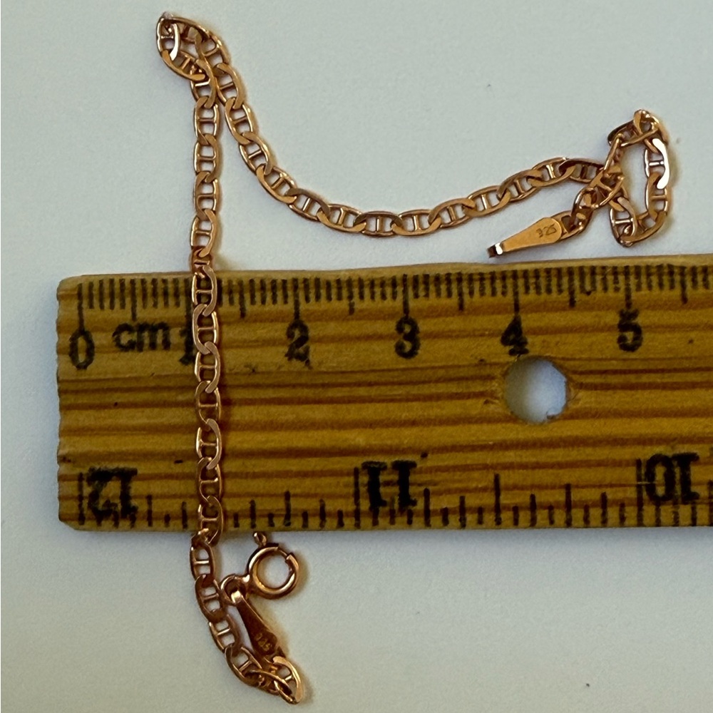 925 Silver 7.5” 3mm marine chain bracelet 14k rose gold plated unisex